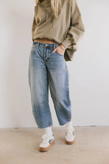 Bentlee Cropped Barrel Jeans in Medium Wash FINAL SALE