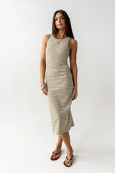 Kamber Striped Midi Tank Dress in Green
