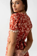 Camden Floral Maxi Dress in Rust