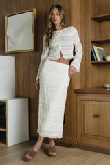 Marcus Chiffon Maxi Skirt in Cream