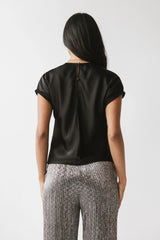 Marvin Satin Blouse in Black