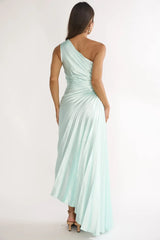 Beth Maxi Dress Mint Floral Pleated Maxi Dress with Cut Out