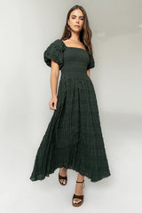 Beckie Smocked Maxi Dress in Green FINAL SALE
