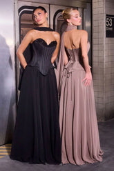 Nigella Gown Peplum Corset A line Formal Dress With Scarf