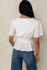 Neo Embroidered Blouse in Ivory FINAL SALE