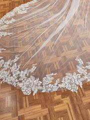 Luxury Floral Lace Cathedral Train Veil Bridal Veil Wedding Veil