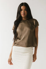Marvin Satin Blouse in Taupe