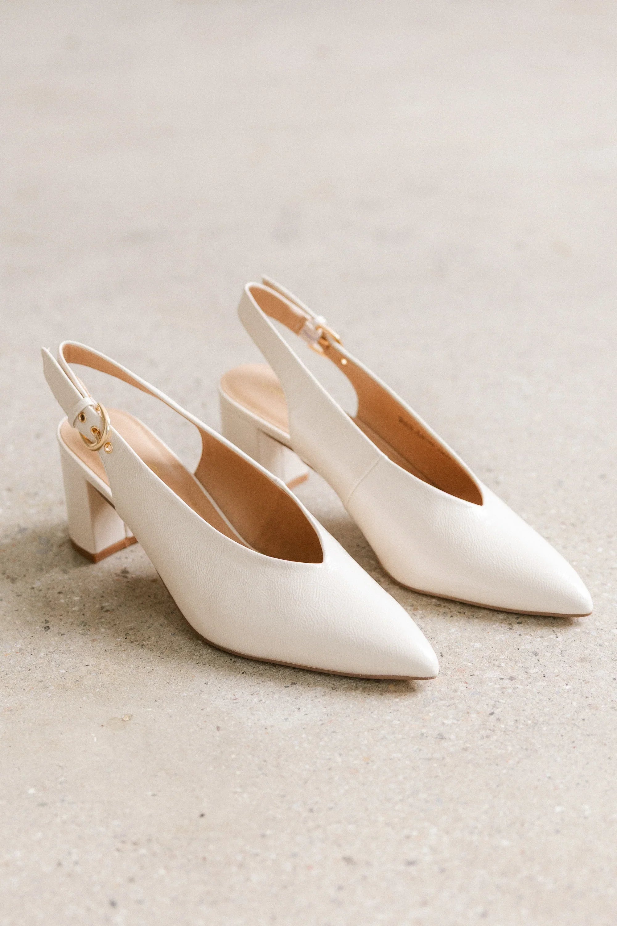 Candice Slingback Heels in Cream FINAL SALE