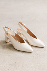 Candice Slingback Heels in Cream FINAL SALE