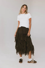Emerson Ruffled Maxi Skirt in Brown FINAL SALE