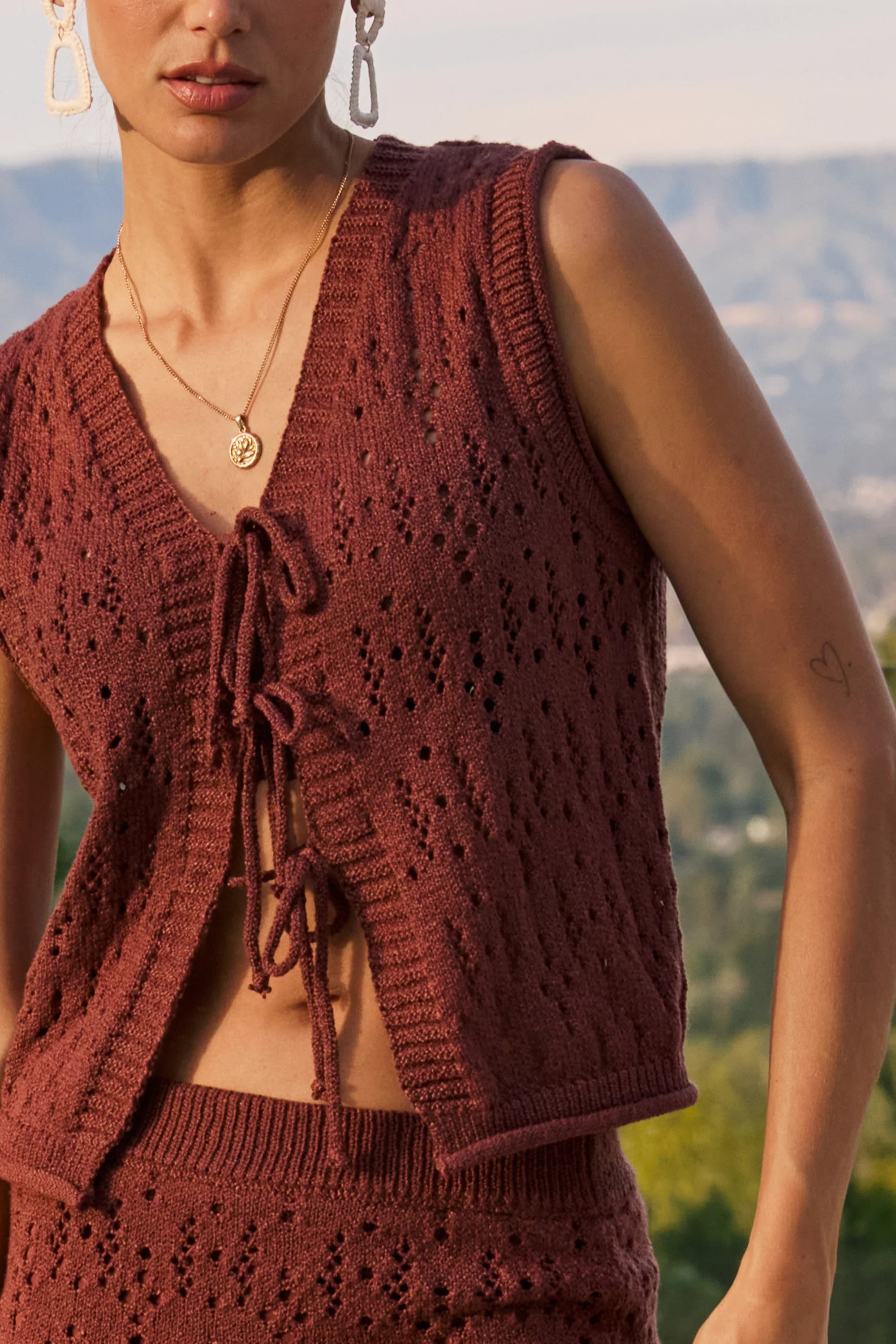 Joana Knit Vest in Marsala