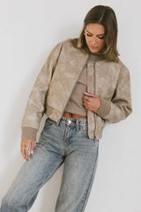 Clarissa Bomber Jacket in Tan FINAL SALE