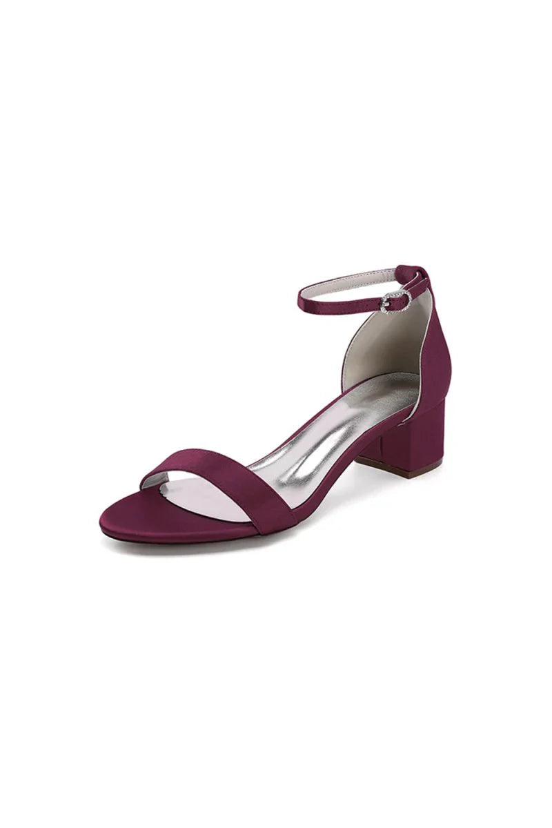 Simple Buckle Strap Open Toe Chunky Heels