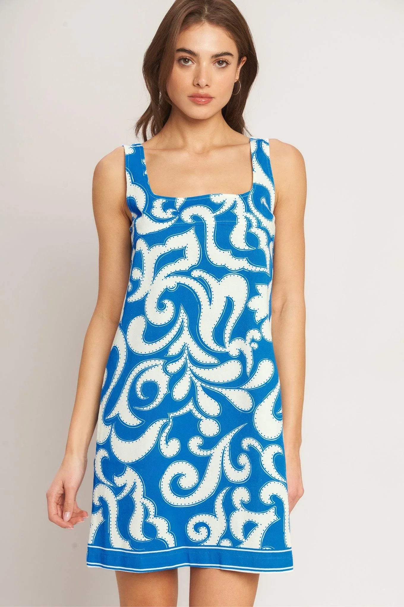 AZURE SWIRL BLUE MINI DRESS