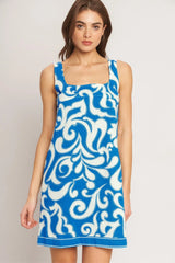 AZURE SWIRL BLUE MINI DRESS