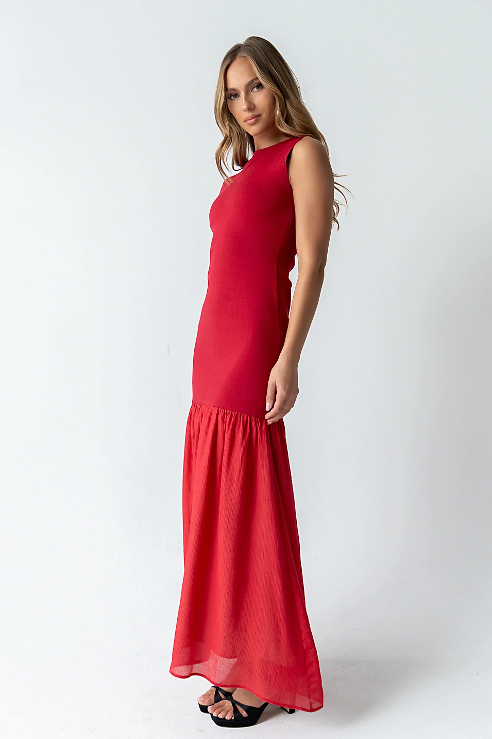 Lindsey Mermaid Maxi Dress in Red