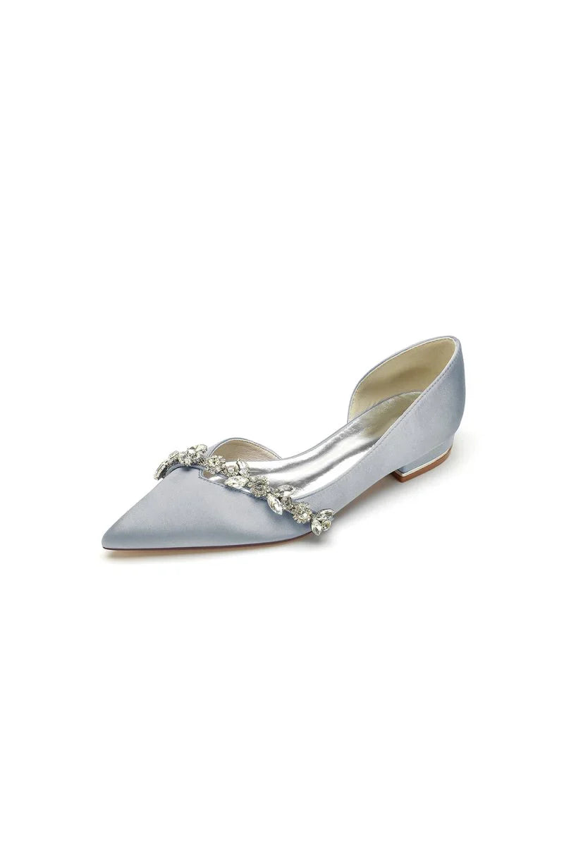 Chic Rhinestone Pointed Toe Kitten Heels