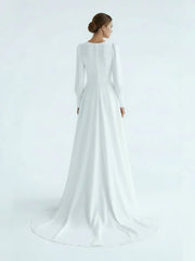 Modest A Line Long Sleeves Wedding Dress Vintage Gown