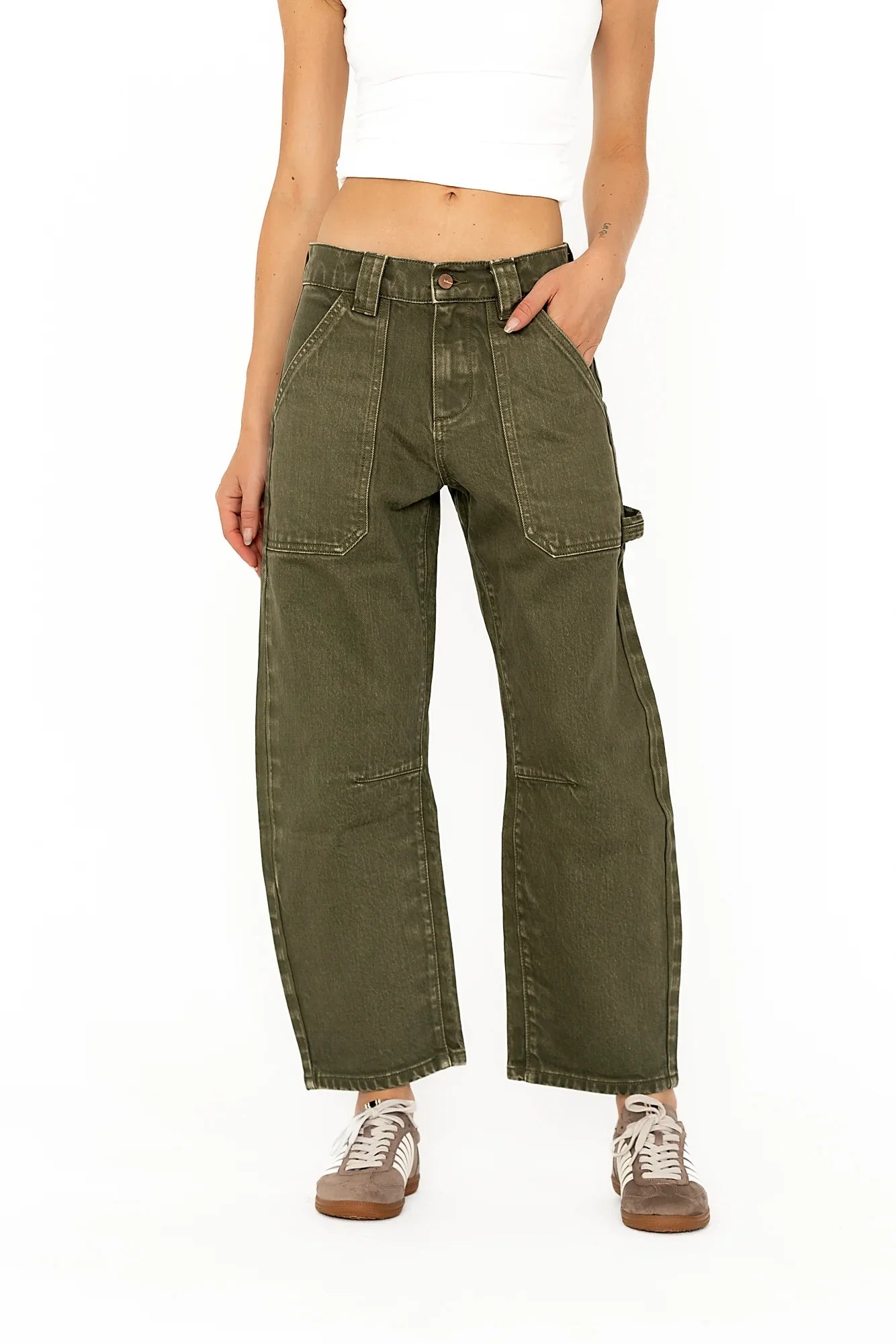 Scottie Barrel Jeans in Olive FINAL SALE