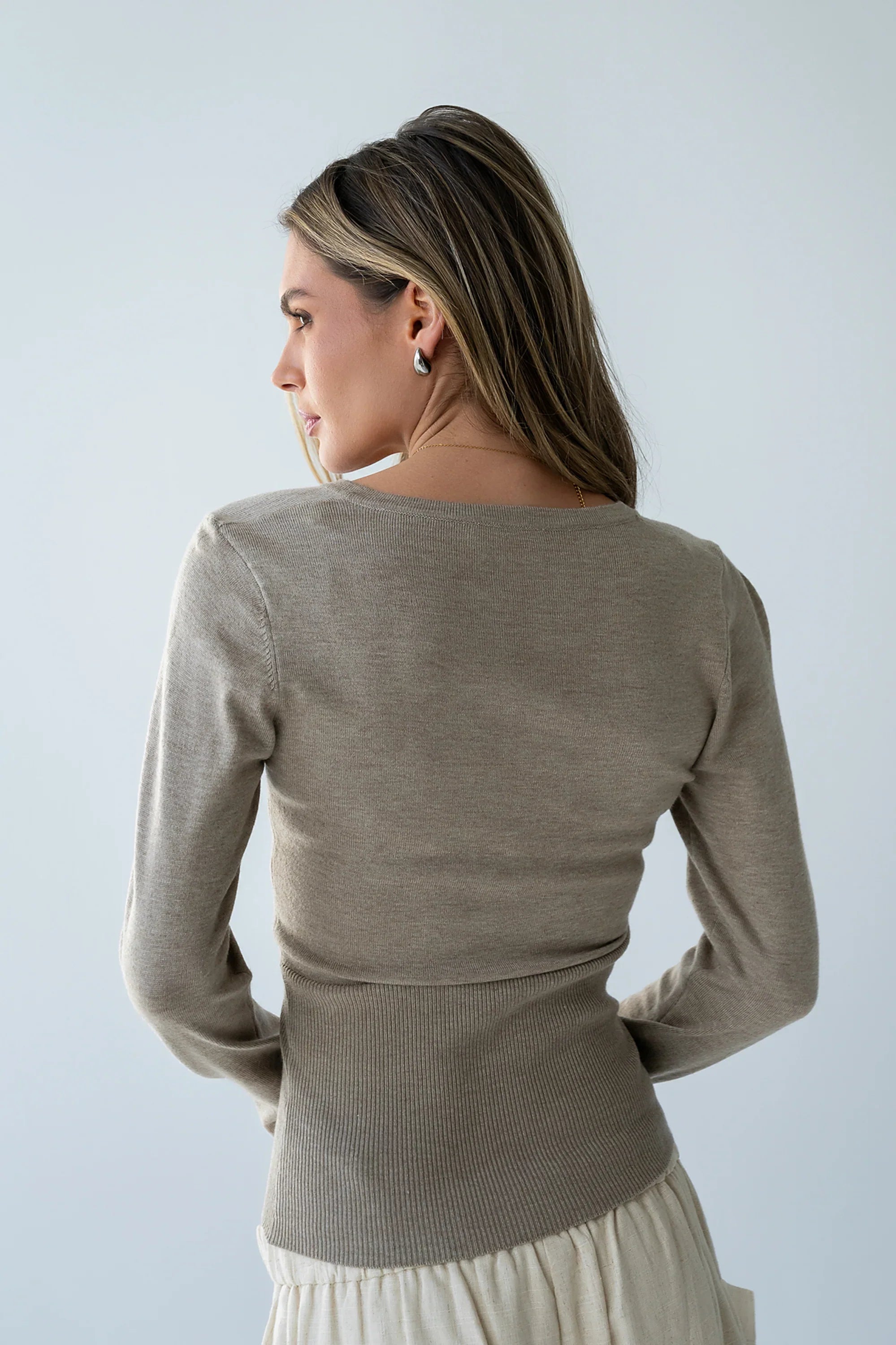 Flora Knit Top in Taupe