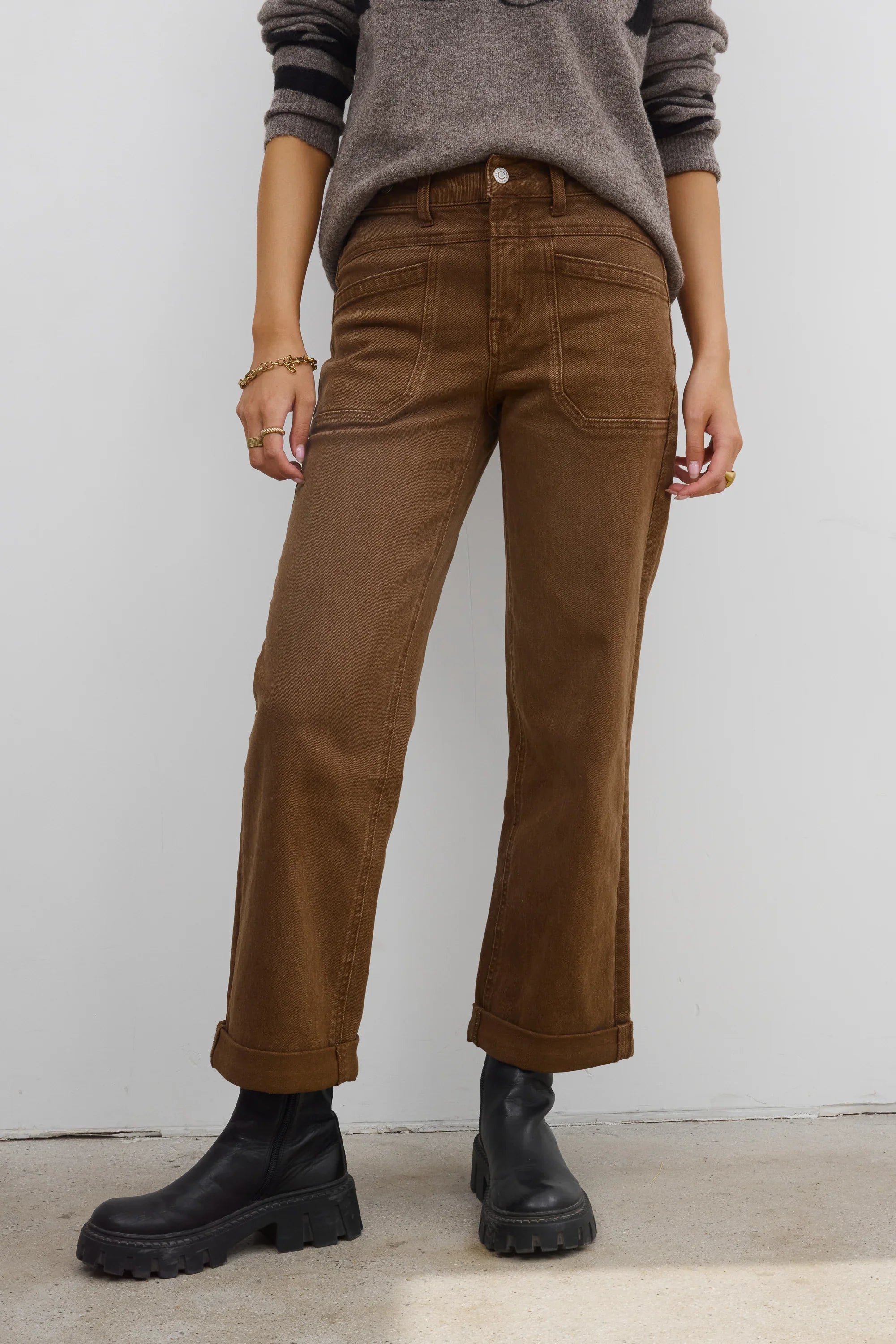 Amber Wide Leg Jeans in Brown FINAL SALE