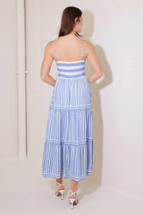ANYTHING IS POSSIBLE MIDI DRESS BLUE WHITE