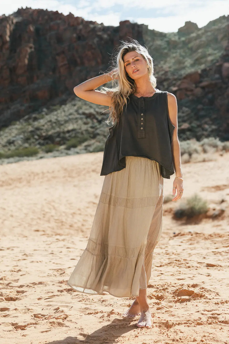 Mckenna Textured Skirt in Olive FINAL SALE