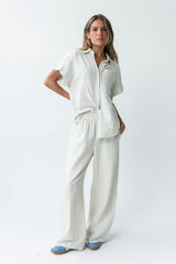 Belen Striped Wide Leg Pants in Denim Blue