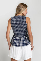 Peggy Gingham Smocked Tank