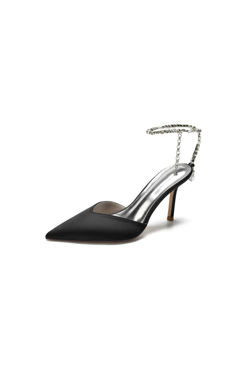 Cocktail Pointed Toe Crystal Strap High Heels
