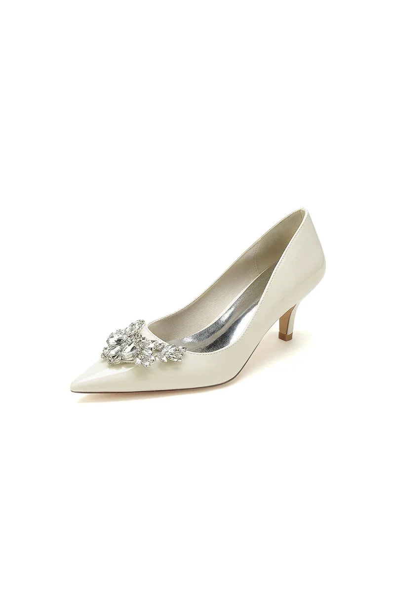 Black Elegant Low Heel Shoes with Crystal Embellishment