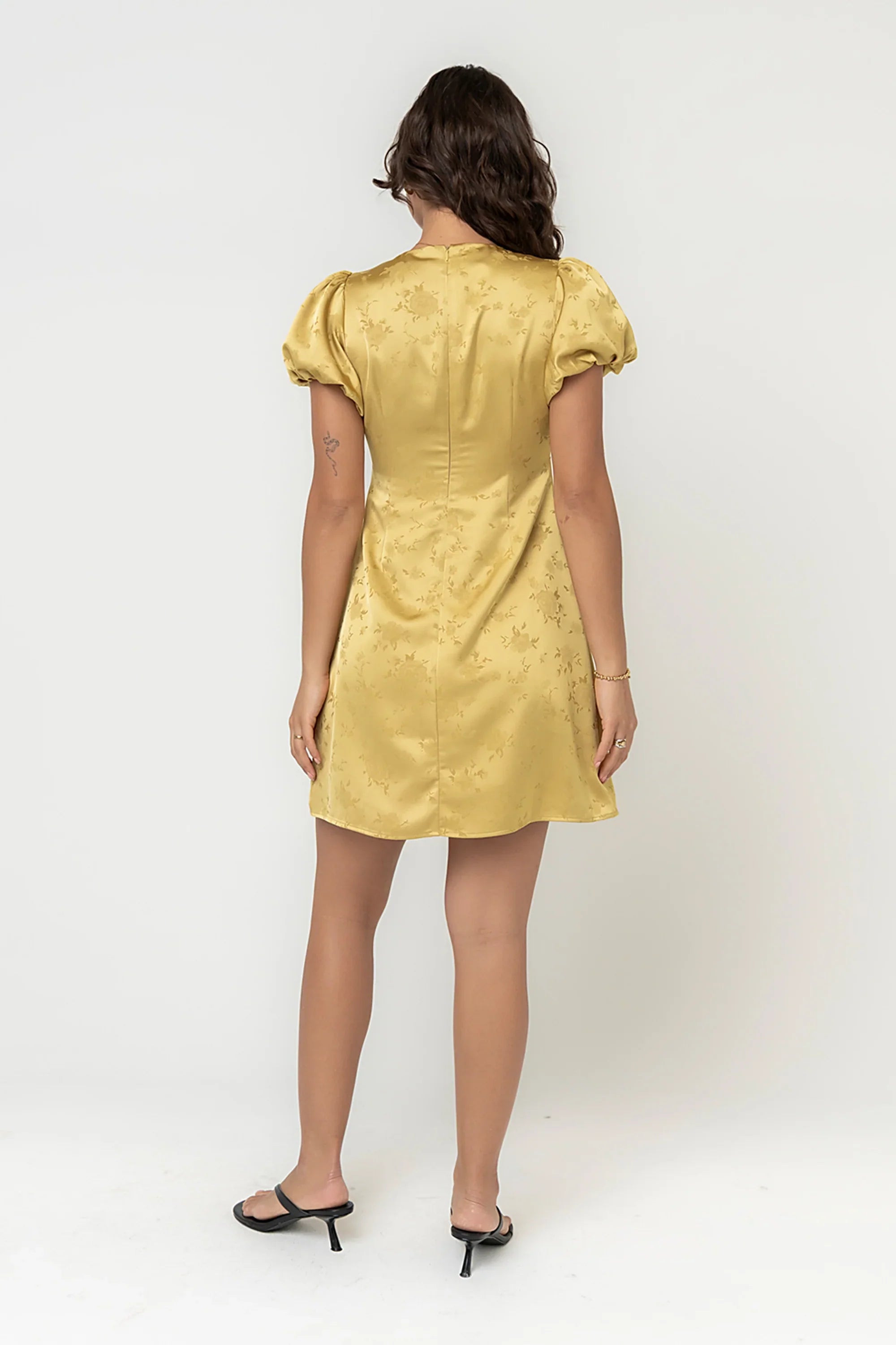 Brenna Floral Mini Dress in Chartreuse