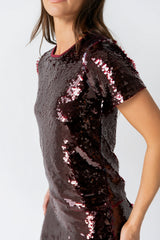 Presley Sequin Top in Burgundy