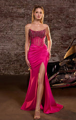 RAQUEL GOWN STRAPLESS DRESS WITH BEADED BODICE