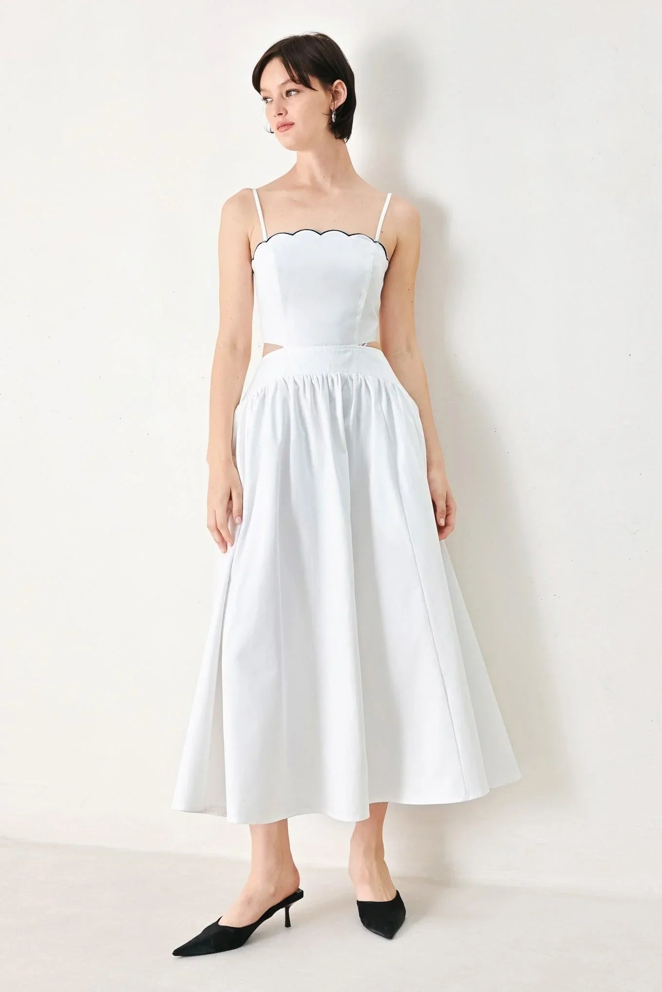 PURE ELEGANCE WHITE MIDI DRESS