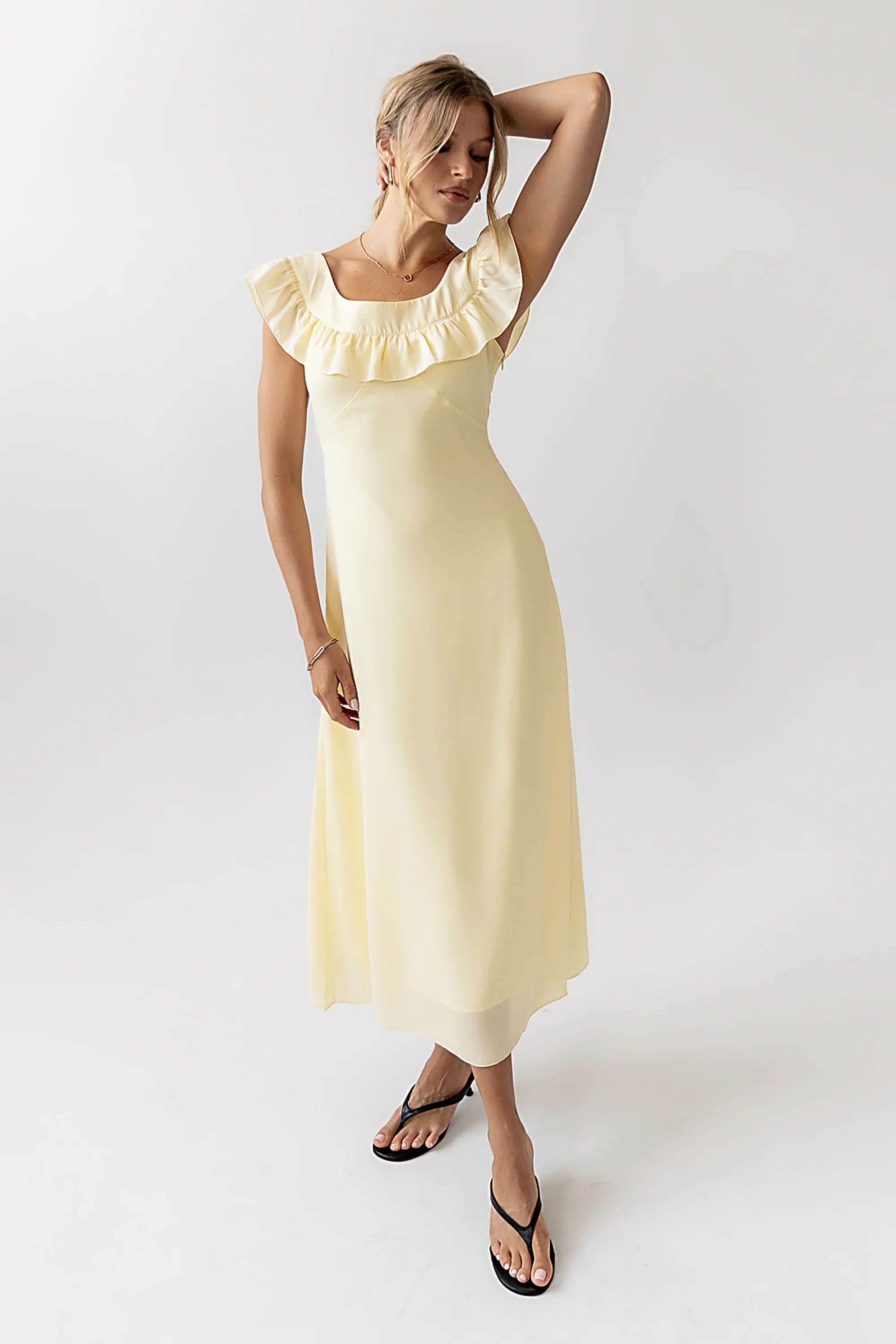 Lydia Ruffle Maxi Dress in Yellow FINAL SALE
