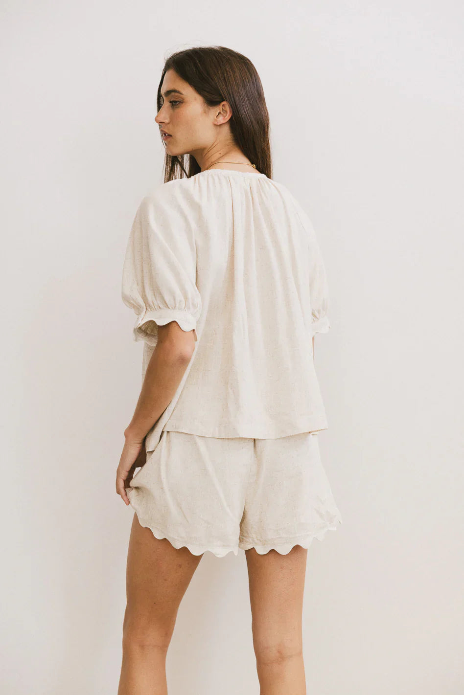 Owen Scalloped Top in Oatmeal FINAL SALE