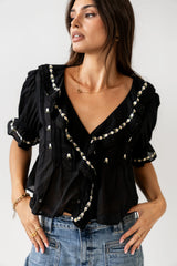 Suzie Embroidered Blouse in Black FINAL SALE