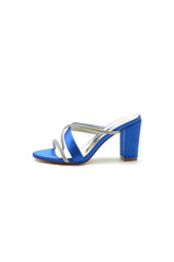Royal Blue Satin High Heeled Sandals