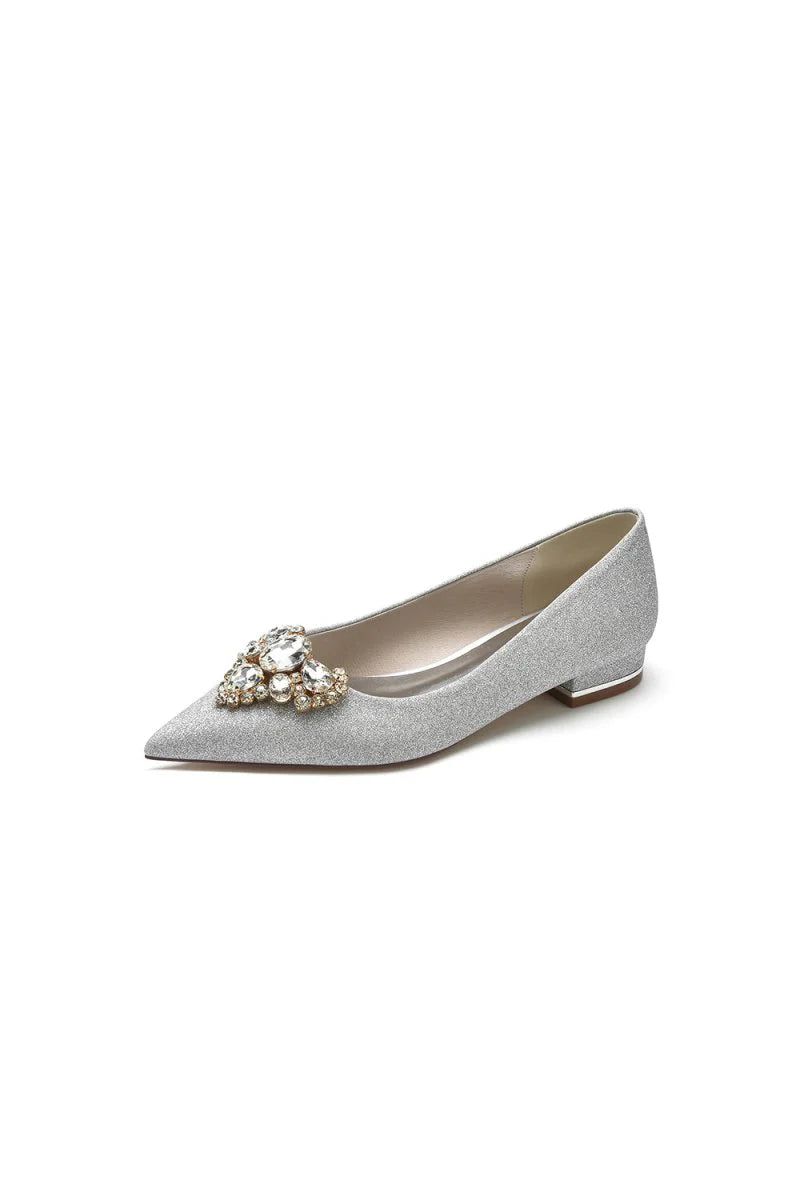 Pointed Toe Rhinestone Glitter Womens Wedding Shoes
