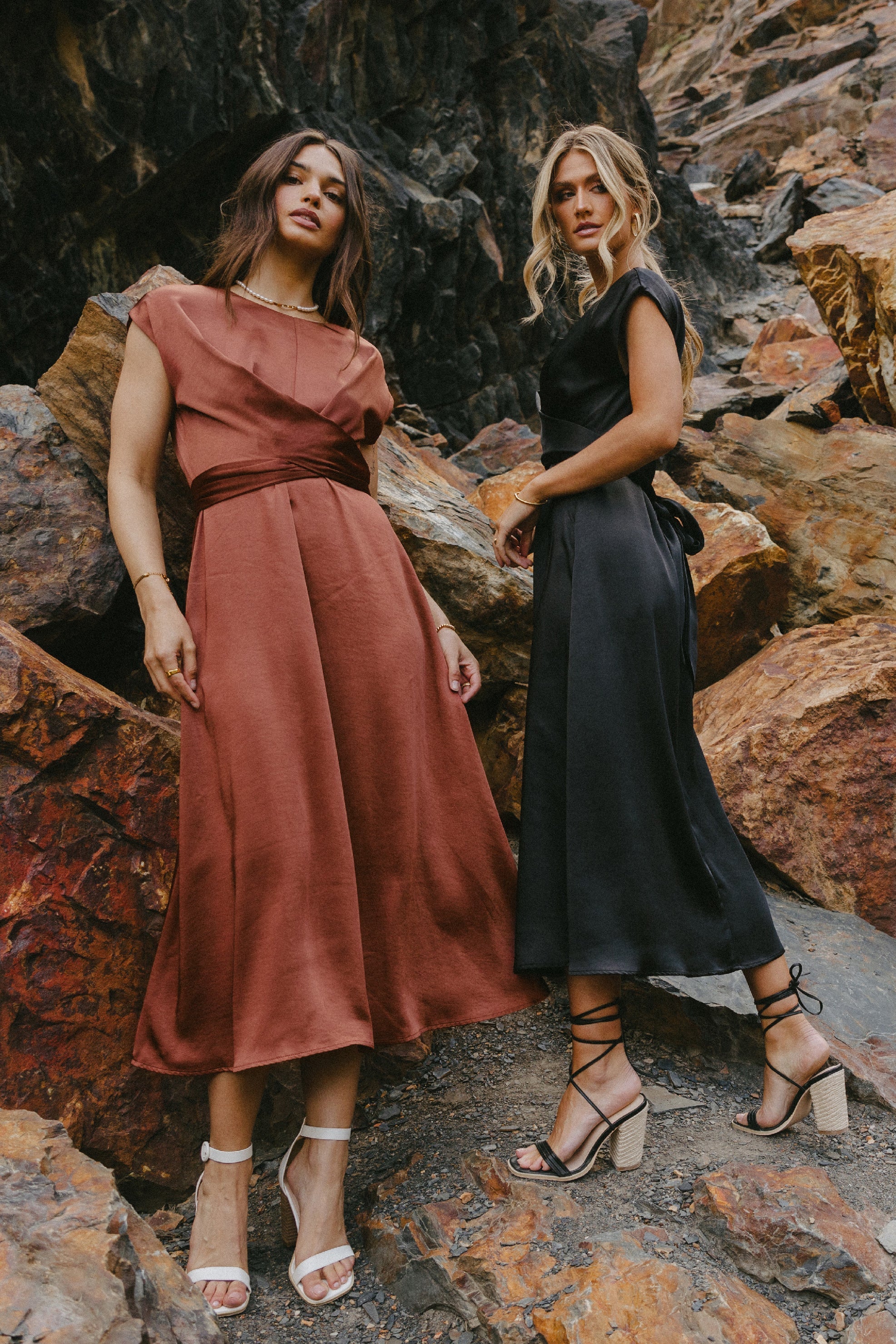 Rosalind Midi Dress in Rust FINAL SALE
