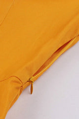Yellow Swing V Neck Vintage Dress With Short Sleeves