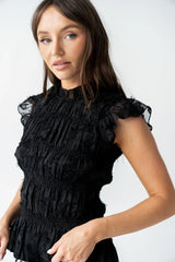 Rodney Smocked Blouse in Black