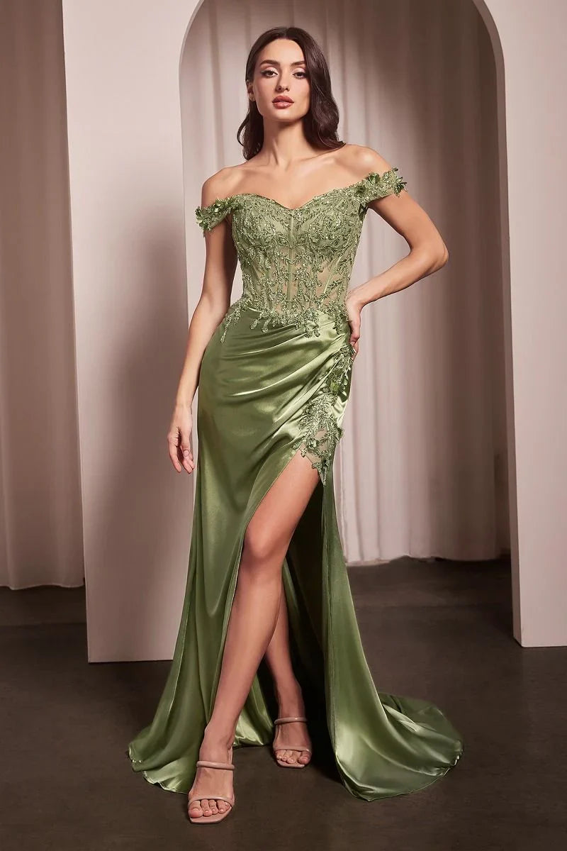 Rosaline Gown Floral Detail Off The Shoulder Dress