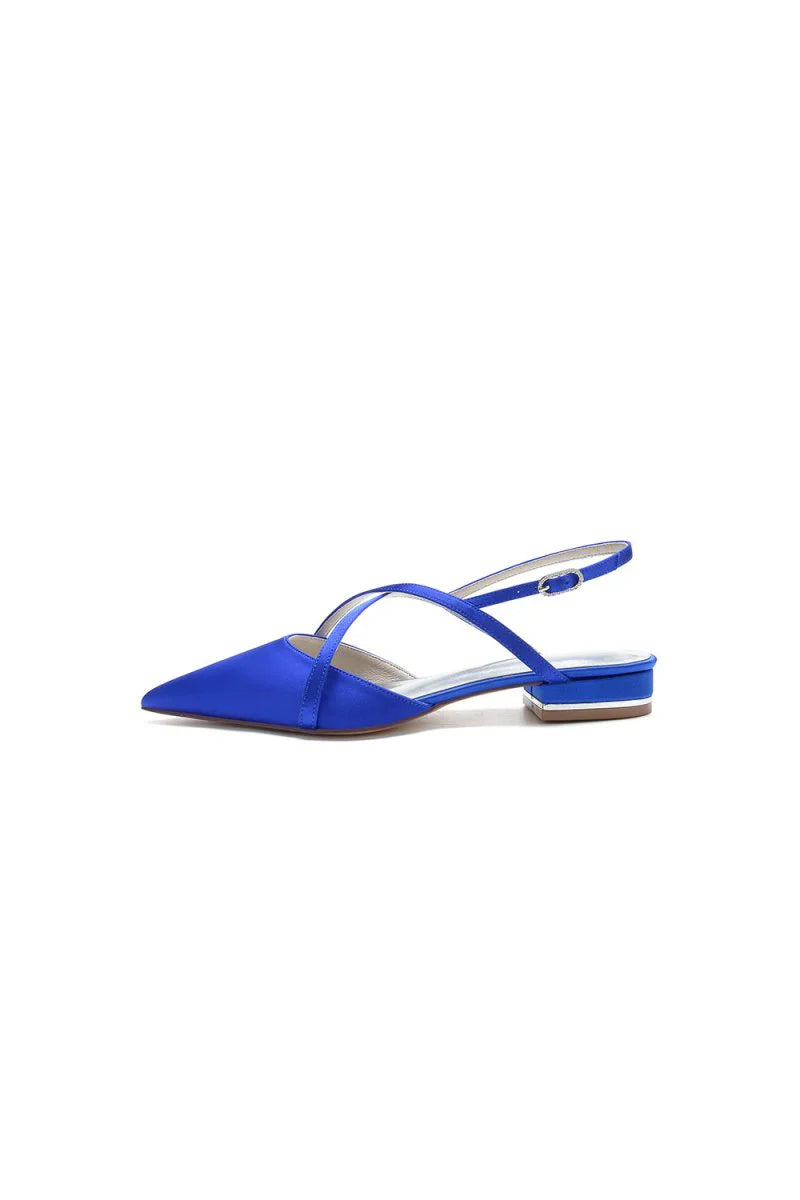 Simple Pointed Toe Ankle Straps Kitten Heels