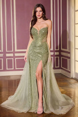 Justice Gown Strapless Beaded Dress With Overskirt