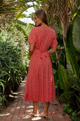 Ember Floral Midi Dress in Red FINAL SALE