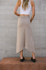 Blythe Denim Skirt in Taupe FINAL SALE