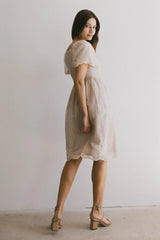 Karrie Embroidered Midi Dress in Champagne FINAL SALE