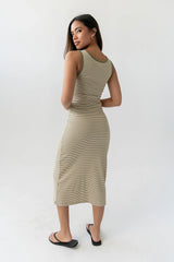 Kamber Striped Midi Tank Dress in Green